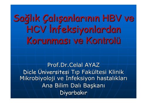 Sağlık Çalışanlarının HBV ve HCV İnfeksiyonlardan ... - Klimik