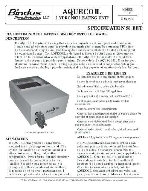 HHU Specification Sheet - Aquecoil