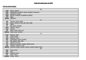 Liste de mots pour le CM2 - IEN Andolsheim