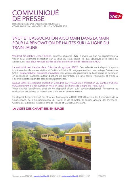CP 41 - Chantiers d'insertion sur lal igne du Train ... - SNCF.com