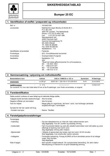 SIKKERHEDSDATABLAD Bumper 25 EC - Horticoop Scandinavia A/S