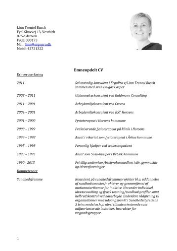 Linn Trentel Busch´s CV. - Ergo Pro