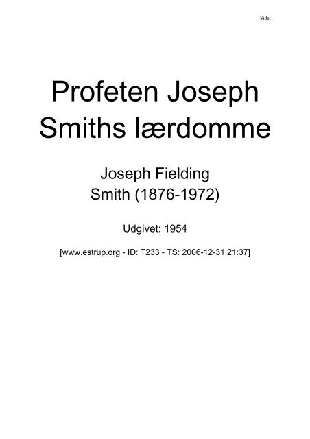 Profeten Joseph Smiths lærdomme