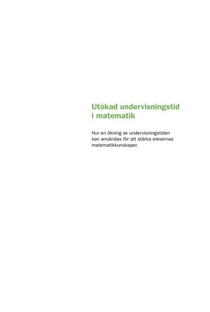 Rapport 378:2012 – Utökad undervisningstid i matematik - Skolverket