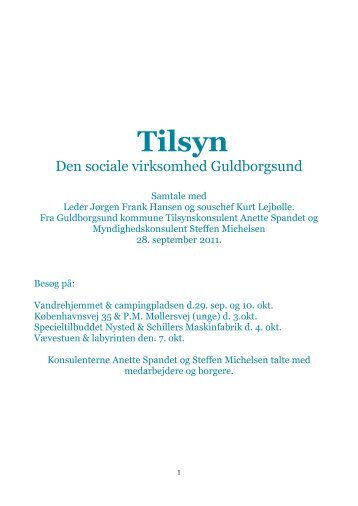 Tilsyn - Velkommen til Den Sociale virksomhed Guldborgsund