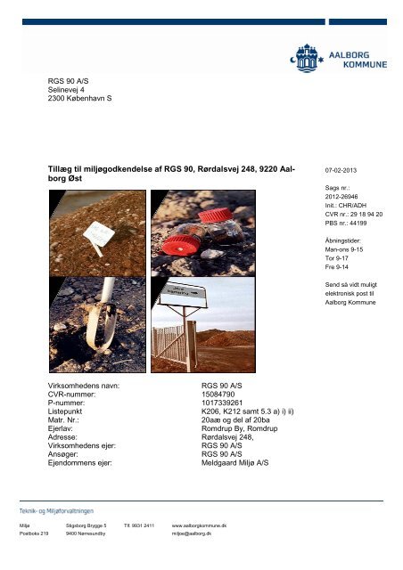 Ændring ag miljøgodkendelse RGS 90 - Aalborg Kommune