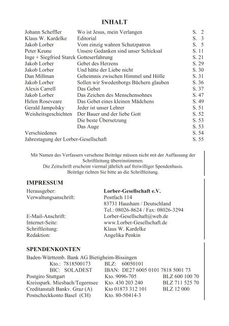 GL 1/2011 - der Lorber-Gesellschaft ev