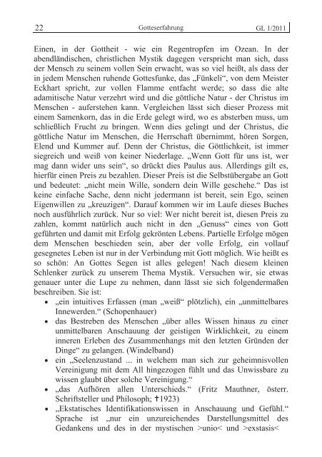 GL 1/2011 - der Lorber-Gesellschaft ev