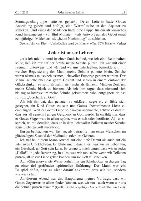 GL 1/2011 - der Lorber-Gesellschaft ev