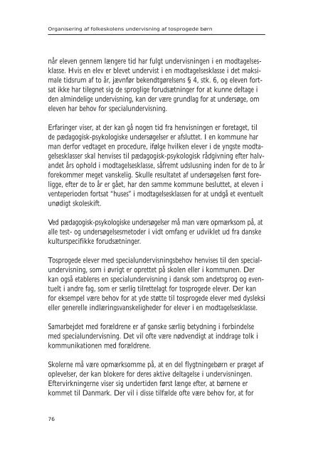 Organisering af folkeskolens undervisning af tosprogede elever – en ...