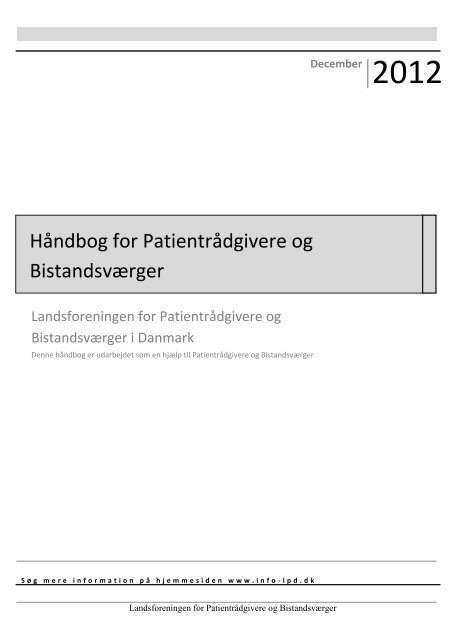 Håndbog for Patientrådgivere og Bistandsværger - Landsforeningen ...