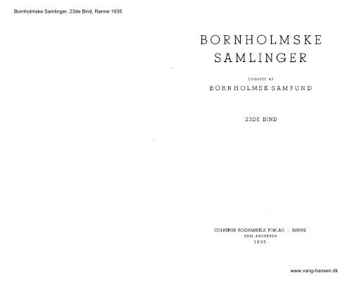 Bornholmske Samlinger - Bind 23 - 1935 - Bornholms Historiske ...