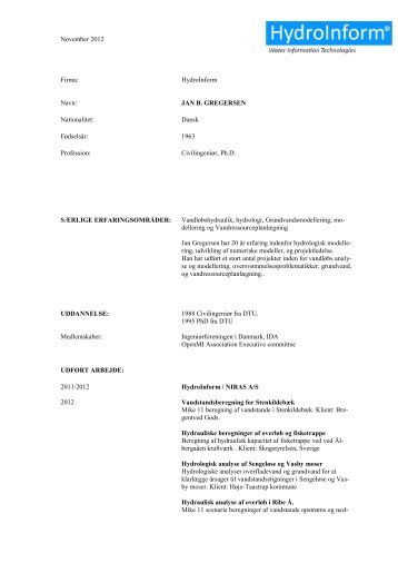 Jan Gregersen CV (PDF) - HydroInform