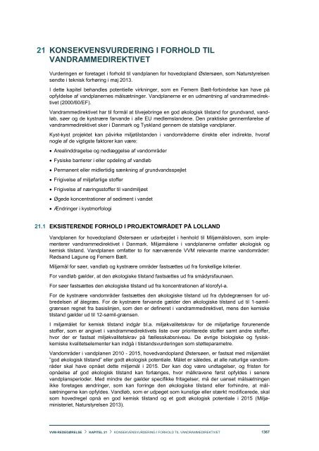 21 Konsekvensvurdering i forhold til vandrammedirektivet