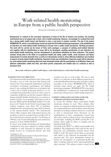 Work-related health monitoring in Europe from a public health ...