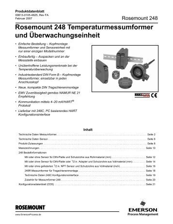 Rosemount 248 Temperaturmessumformer und Überwachungseinheit