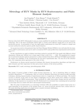 Metrology of EUV masks by Euv-scatterometry and finite element ...
