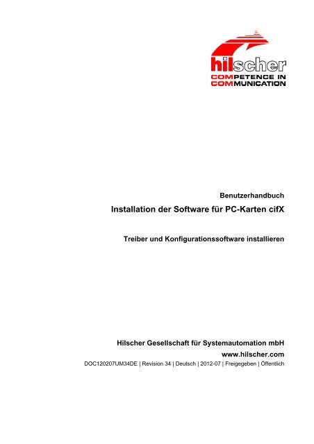 Installation der Software für PC-Karten cifX