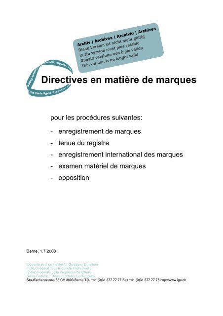 Directives en matière de marques (1.7.2008)