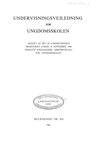 UNDERVISNINGSVEJLEDNING UNGDOMSSKOLEN