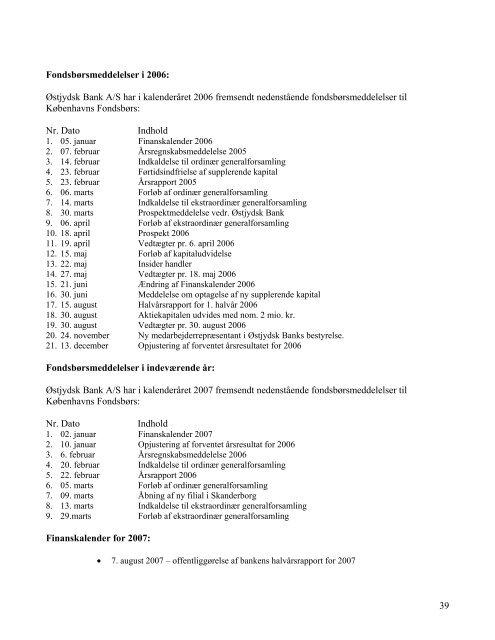 Prospekt for kapitaludvidelse - Østjydsk Bank