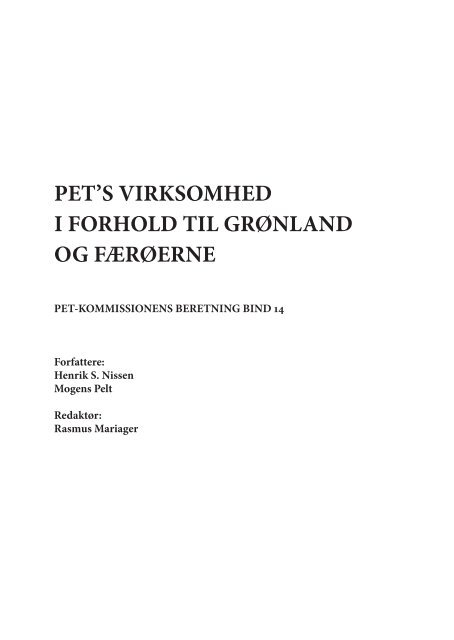 PET's virksomhed i forhold til Grønland og Færøerne