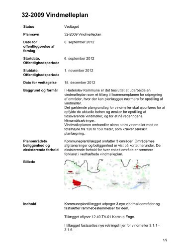 32-2009 Vindmølleplan - Kommuneplan - Haderslev Kommune