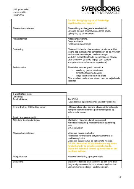 Lokal undervisningsplan grundforløb LM - Svendborg Erhvervsskole