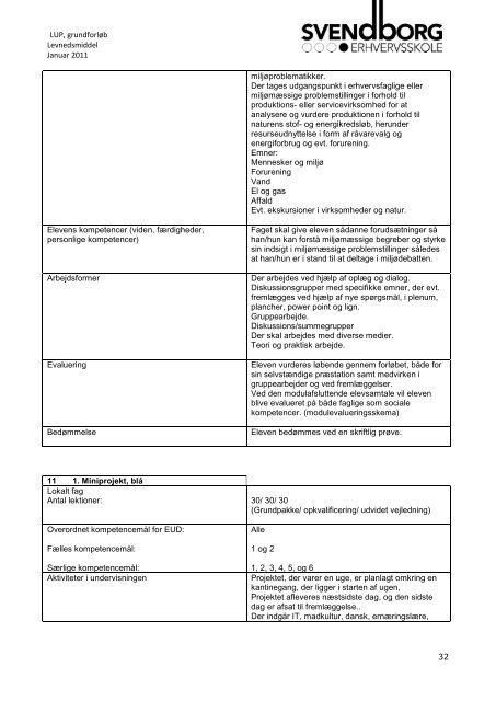 Lokal undervisningsplan grundforløb LM - Svendborg Erhvervsskole