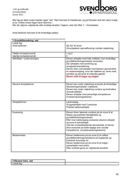 Lokal undervisningsplan grundforløb LM - Svendborg Erhvervsskole