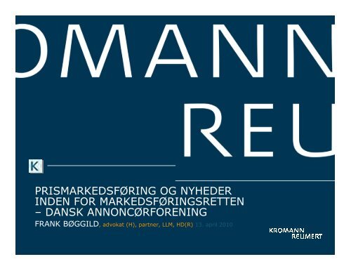 Prismarkedsføring og nyheder inden for markedsføringsrettten