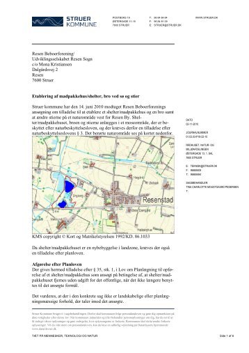 3 dispensation til etablering af shelter bro og stier - Struer kommune