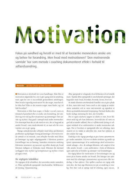Motivation er drivkraft - Den Motiverende Samtale
