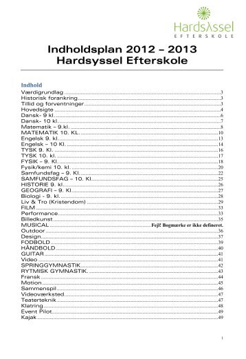 Indholdsplan 2012 – 2013 Hardsyssel Efterskole