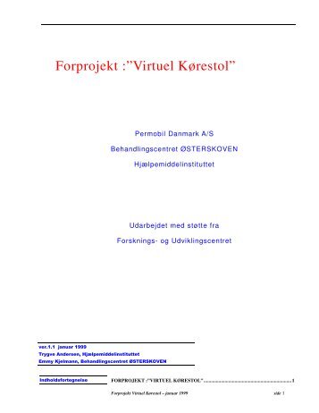 Forprojekt :”Virtuel Kørestol” - BEHANDLINGSCENTRET ...