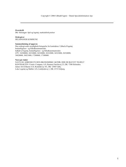 Download oversigt over alle ordretildelinger (.pdf) - Udbudsvagten