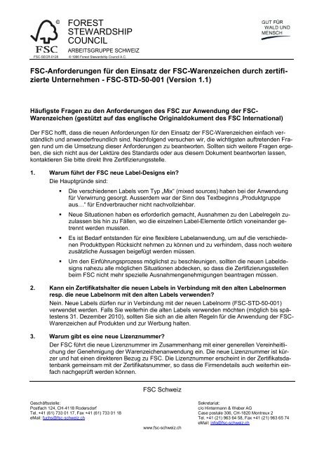 Fsc-Anforderungen für den Einsatz der Fsc-Warenzeichen durch ...