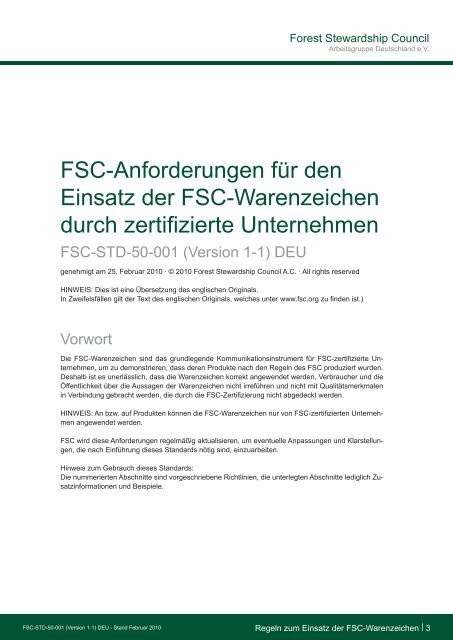 Fsc-Anforderungen für den Einsatz der Fsc-Warenzeichen durch ...