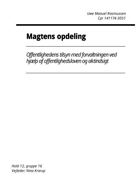 Magtens opdeling (synopse om aktindsigt) - RASMUSSEN / Data