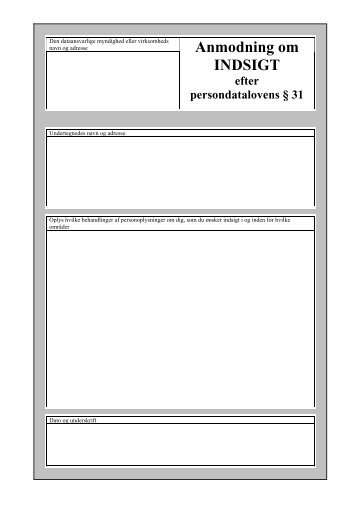 Blanket til anmodning om indsigt (PDF) - Datatilsynet