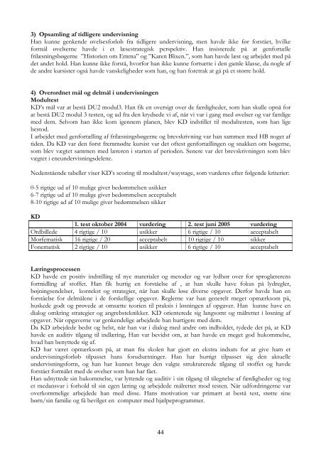 Rapport KK Udviklingsprojekt 2006 - CBSI Sprogcenter