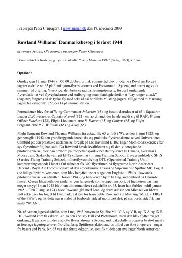 Danmarksbesøg i foråret 1944 - Allierede flyvere 1939-45 DK