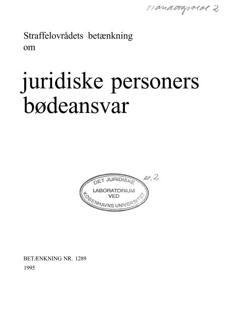 Betænkning 1289 om juridiske personers bødeansvar - 1995 - Krim