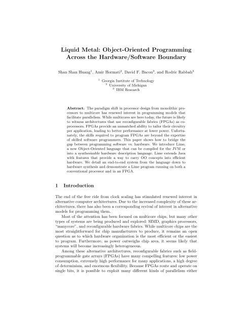 Liquid Metal: Object-Oriented Programming Across the Hardware ...