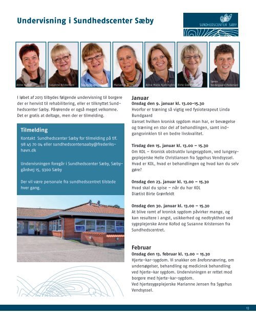 Sundhedscentrenes program for 2013 - Frederikshavn Kommune