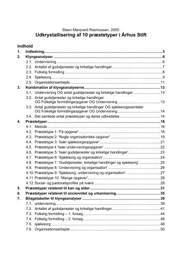 Teknisk rapport ”udkrystallisering af 10 præstetyper i Århus Stift.