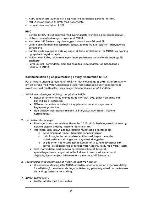 MRSA-handlingsplan for den kommende Region Hovedstaden