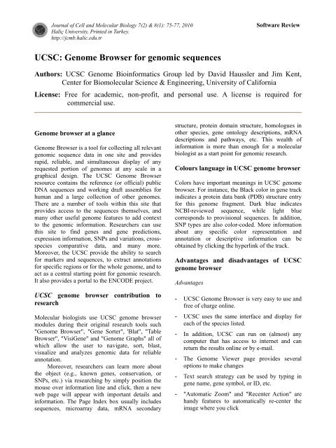 Download - Journal of Cell and Molecular Biology - Haliç Üniversitesi