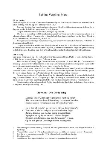 Bucolica, 4. eklog med indledning, oversættelse og noter