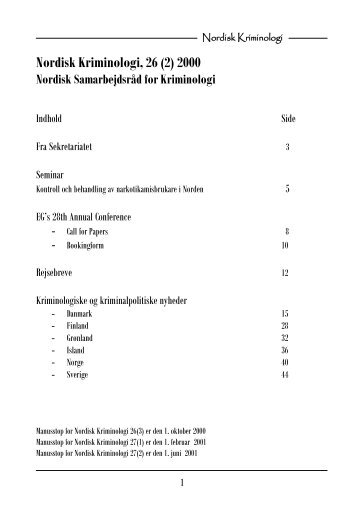 Nordisk Kriminologi, 26 (2) - Scandinavian Research Council for ...